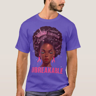Black Women Queen Unbryable Breast Cancer Rosa R T Shirt