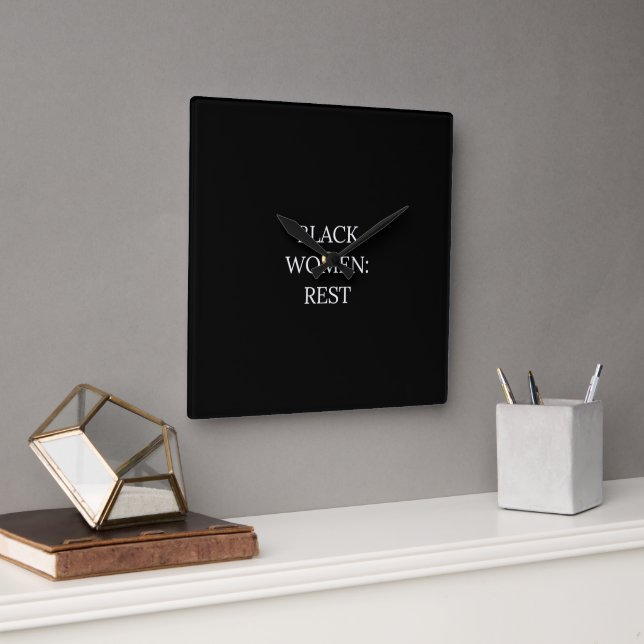 Black Women Rest Wall Clock Fyrkantig Klocka (Kontor)