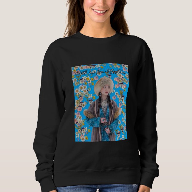 Black Women’s Sweatshirt with Kazakh Girl T Shirt (Framsida)