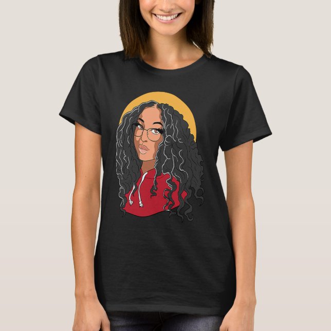 Black Women Urban Girl Genius T Shirt (Framsida)