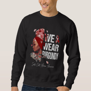 Black Women Vi Bära Burgundy Sickle Cell Anemia Aw Lång Ärmad Tröja