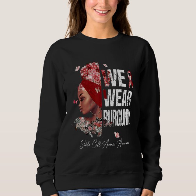 Black Women Vi Bära Burgundy Sickle Cell Anemia Aw T Shirt (Framsida)