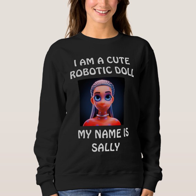 Black Women's Robotic Sweatshirt T Shirt (Framsida)