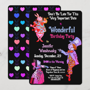 Black Wonderland Wonderful Blrthday-inbjudan