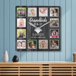 Black Wood 12 Photo Collage Barnbarn Quote Fyrkantig Klocka