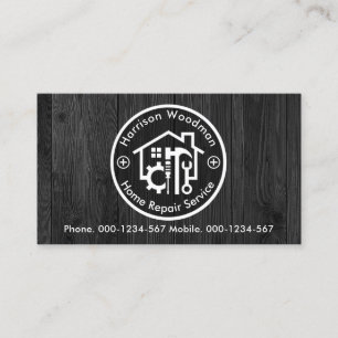 Black Wood Handyman Verktyg Circle Board Visitkort