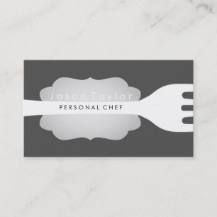Black Wood Personal Chef Catering Bakery Fork Visitkort