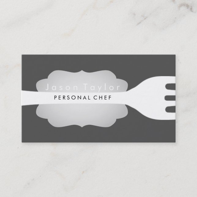Black Wood Personal Chef Catering Bakery Fork Visitkort (Framsida)