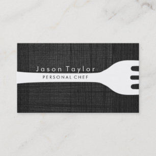 Black Wood Personal Chef Catering Bakery Fork Visitkort
