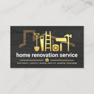 Black Wood Tak Handyman Verktyg Visitkort