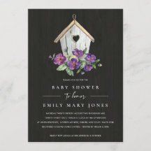 BLACK WOODEN RUSTIC BLOMMIGT BIRDHOUSE BABY SHOWER