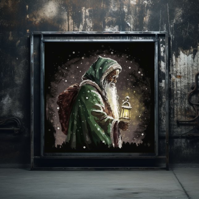 Black Woodland Santa i en Grönt Velvet Cloak Poster (Skapare uppladdad)