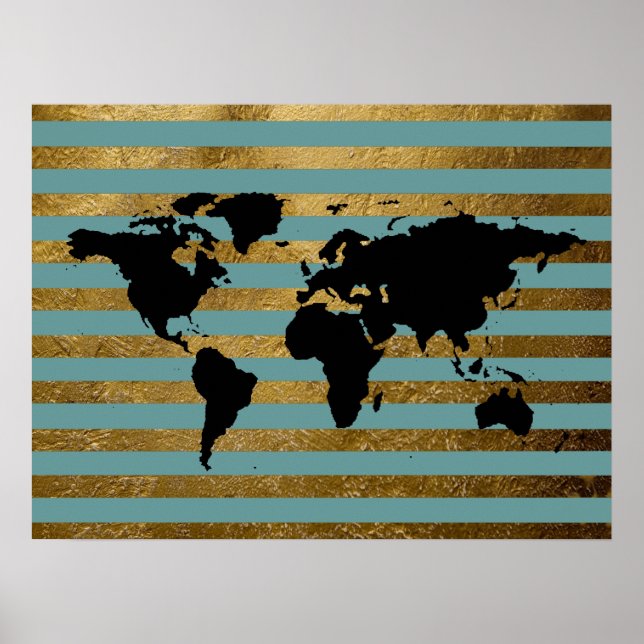 black worldmap with stripes poster (Framsidan)