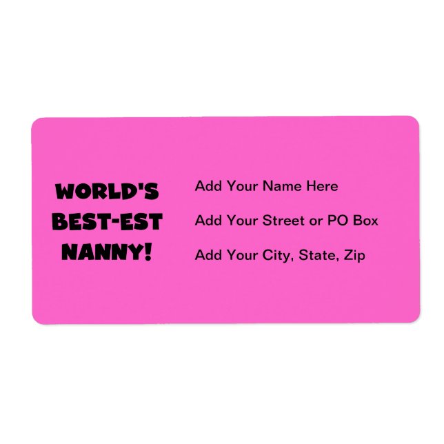 Black World's Best Nanny T-shirts and Gifts Fraktsedel (Framsidan)