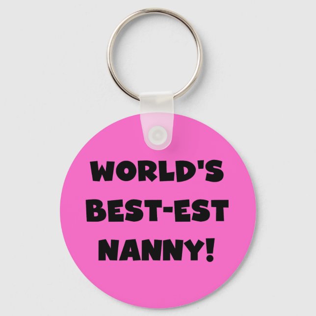 Black World's Best Nanny T-shirts and Gifts Nyckelring (Framsida)