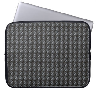 Black Woven Leather Mönster Laptop Fodral