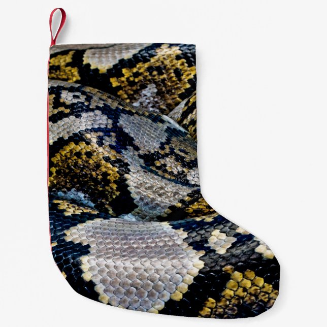 Black, yellow, and gray python liten julstrumpa (Framsidan)