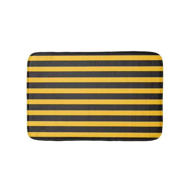Black Yellow Horizontal Lines Geometric Bee Animal Badrumsmatta (Framsidan)