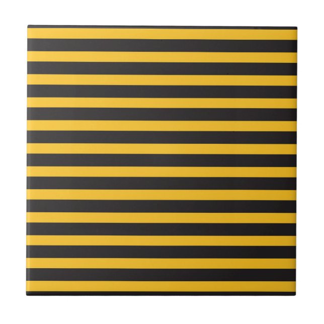 Black Yellow Horizontal Lines Geometric Bee Animal Kakelplatta (Framsidan)