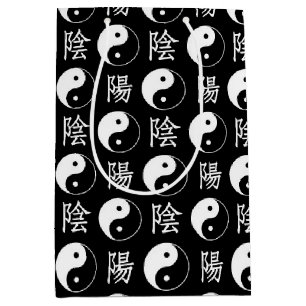 Black Yinyang Symbol Chinese Text Mönster