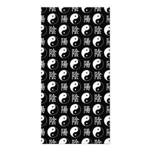 Black Yinyang Symbol Chinese Text Mönster Fototryck