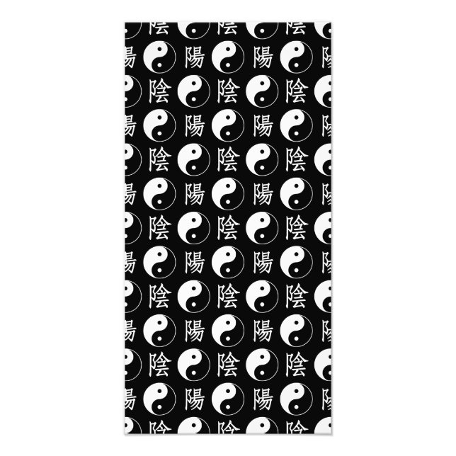 Black Yinyang Symbol Chinese Text Mönster Fototryck (Framsidan)