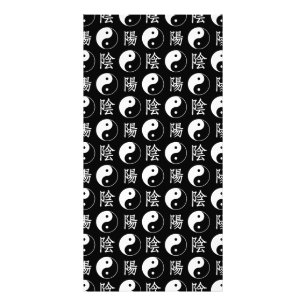Black Yinyang Symbol Chinese Text Mönster Fototryck