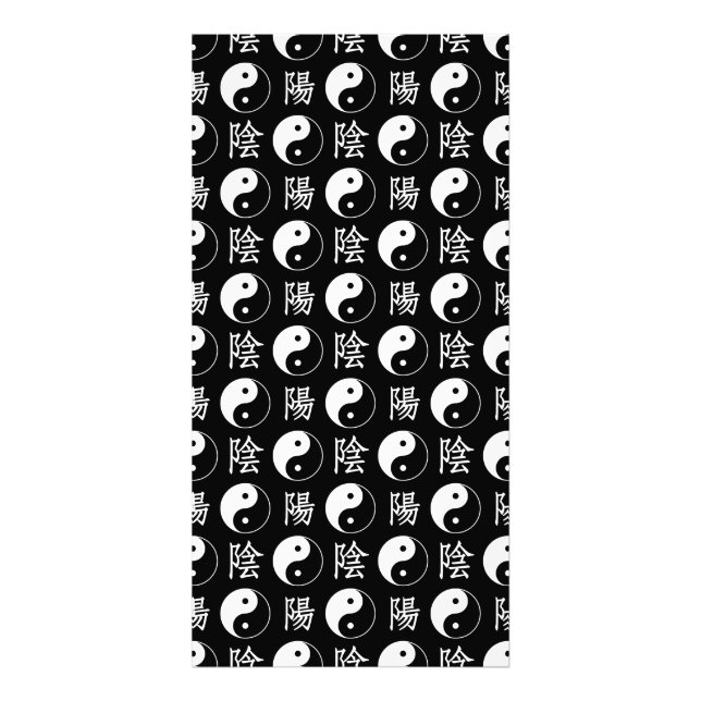 Black Yinyang Symbol Chinese Text Mönster Fototryck (Framsidan)