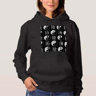 Black Yinyang Symbol Chinese Text Mönster T Shirt