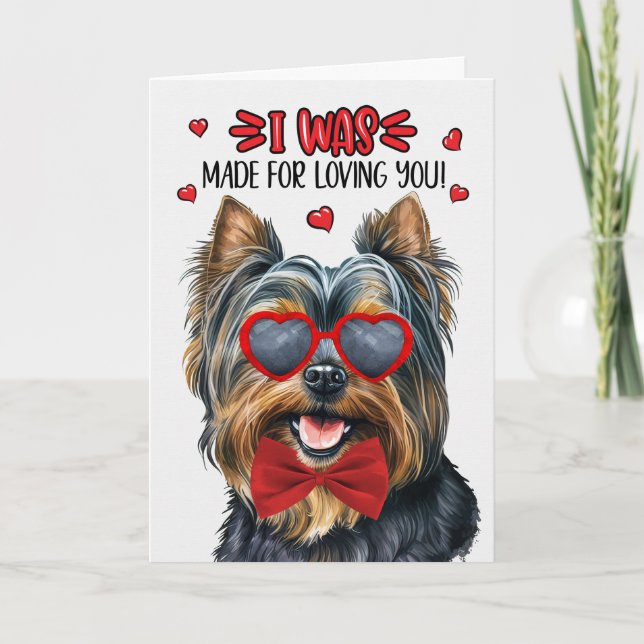 Black Yorkie Hund Made for Loving You Valentine Helgkort (Framsida)