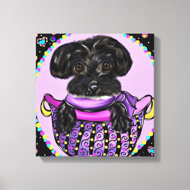 Black Yorkie Poo Canvastryck (Framsida)