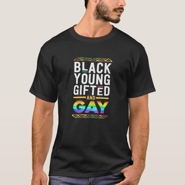 Black Young Gisted och Gay HGBT Pride Kärlek BHM T Shirt (Framsida)