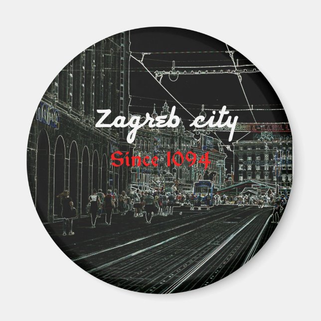 Black Zagreb City Magnet (Framsidan)