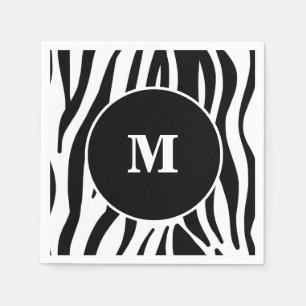 Black Zebra Rand Anpassningsbar Monogram Papper Na Pappersservett