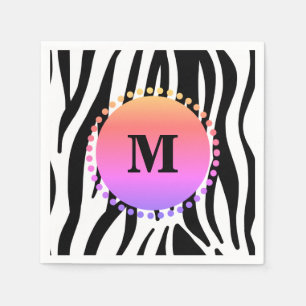 Black Zebra Rand Anpassningsbar Monogram Pappersservett