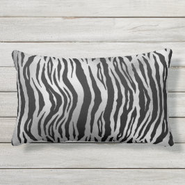 Black Zebra ränder Animal Print Silver Luxury Lumbarkudde