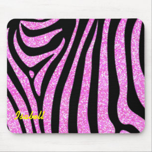 Black Zebra ränder Namn Teal Glitter Musmatta