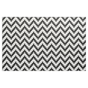 Black Zigzag Ikat & Anpassningsbar White Backgroun Tyg