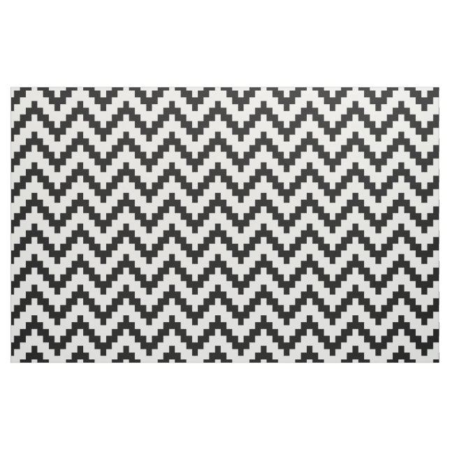 Black Zigzag Ikat & Anpassningsbar White Backgroun Tyg (Fat Quarter)