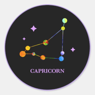 Black Zodiac Capricorn Rainbow Sticker Runt Klistermärke