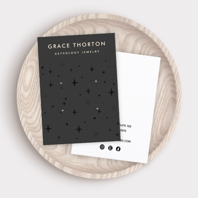 Black Zodiac Celestial Star 4 Hål Earring Visitkort (Skapare uppladdad)