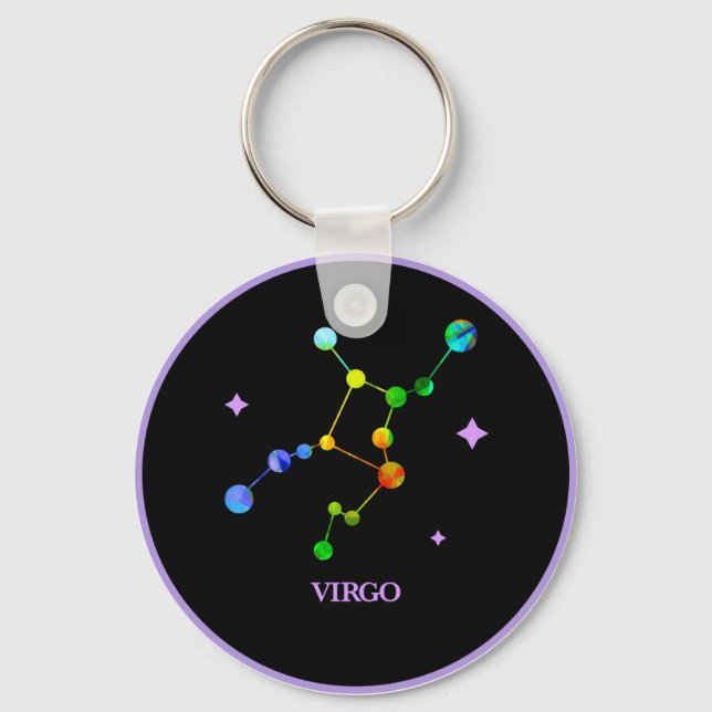 Black Zodiac Våg Rainbow Keychain Nyckelring (Framsida)