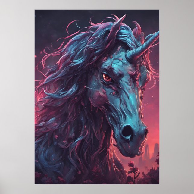 Black Zombie Unicorn Poster (Framsidan)
