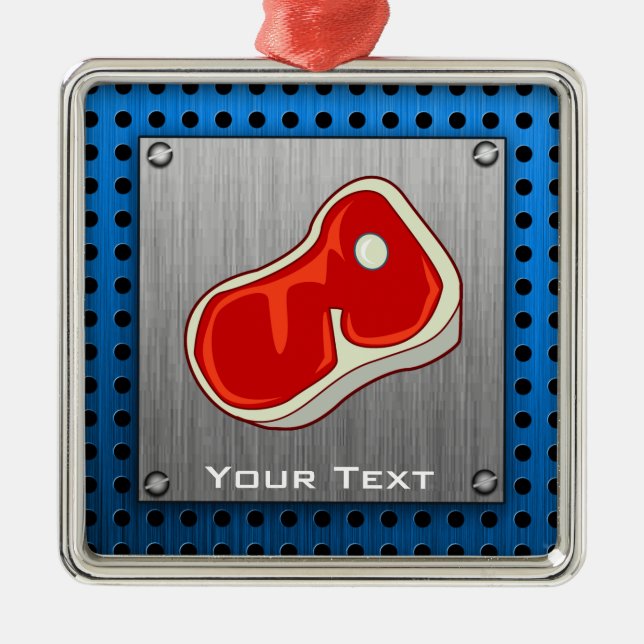 Bläckad Metall-look-Butcher Steak Julgransprydnad Metall (Framsidan)