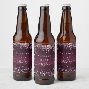 Bläckaget rosa glitter stoft namn ölflaska etikett
