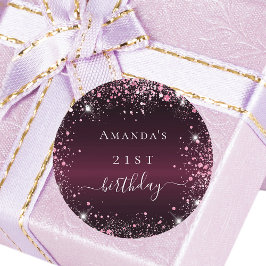 Bläckaget rosa glitter stoft namn runt klistermärke