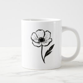 Bläckanemon Minimalistisk Blommig Penseldragskonst Jumbo Mugg
