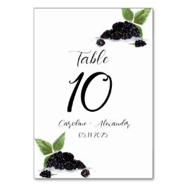 Blackbär Fruit Sommar Rustic Bröllop Bordsnummer