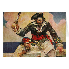 Blackbeard Buccaneer Pirat och Mate Illustration OBS Kort