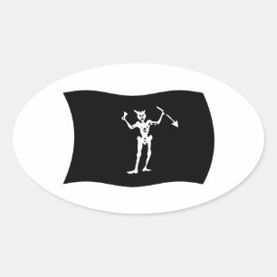 Blackbeard Flagga Sticker Ovalt Klistermärke